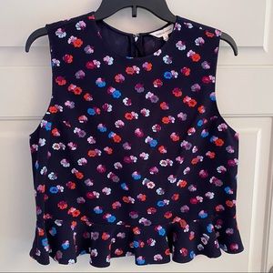 Rebecca Taylor 100% silk floral printed peplum top